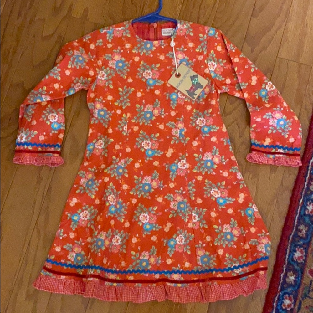 NWT Room Seven red floral corduroy dress sz 4